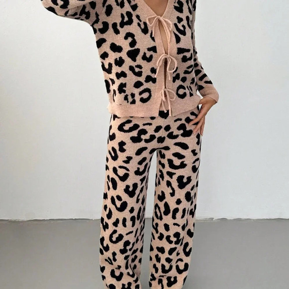 Multicolor Casual Women's Leopard Print Loose 2-Piece Set - Picture 6 of 7